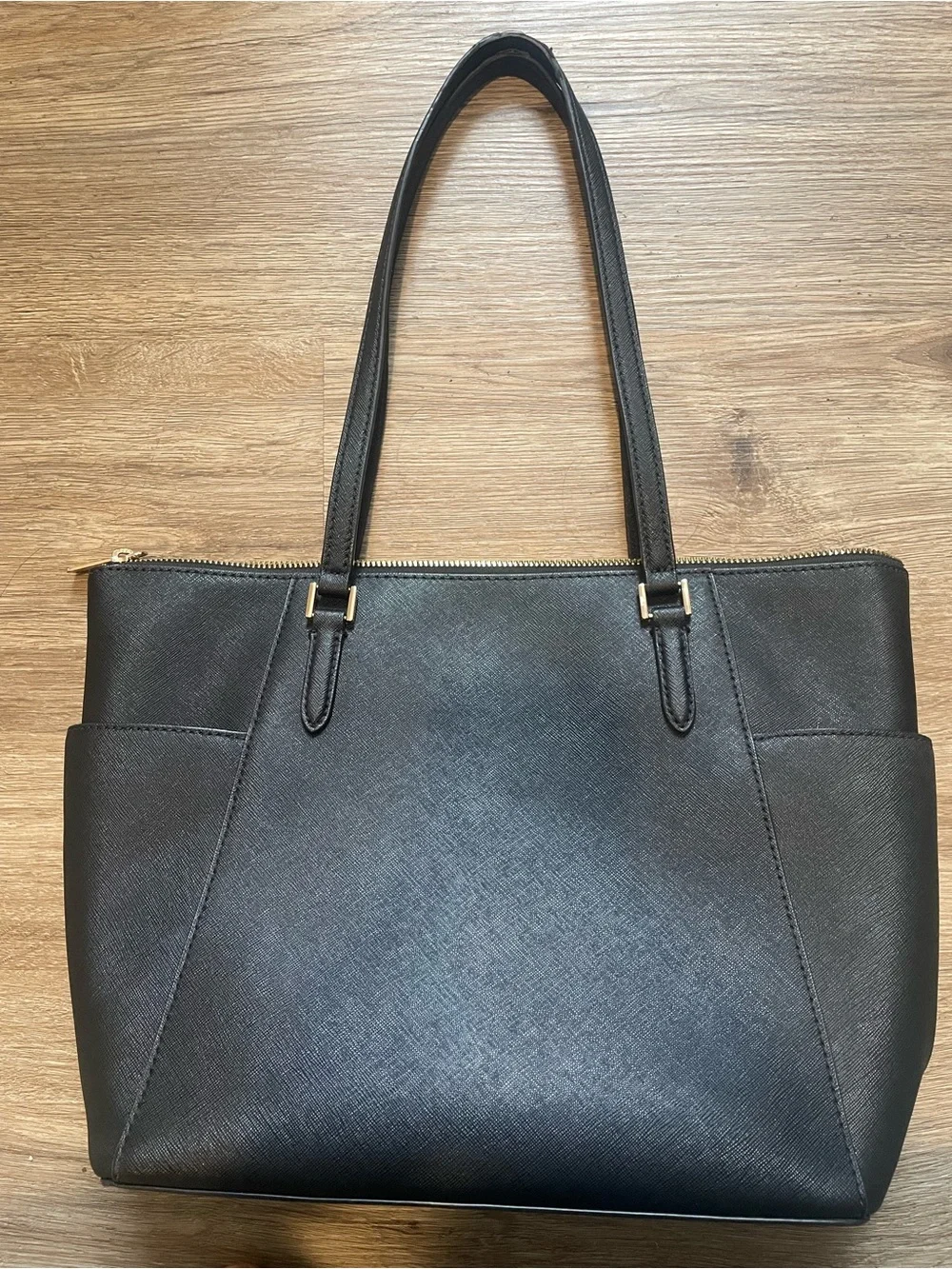 Michael Kors Black Saffiano Tote with Gold Accents